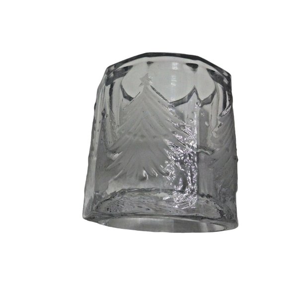 Votive Candle Holder Frosted Christmas Tree Thick glass Tealight 3 Inch Etched - Picture 2 of 8